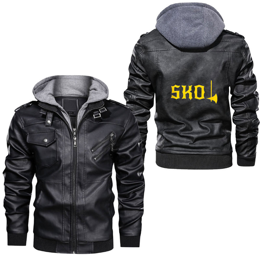 Ligerking - Skol Nation Purple White Gold Leather Jacket A35