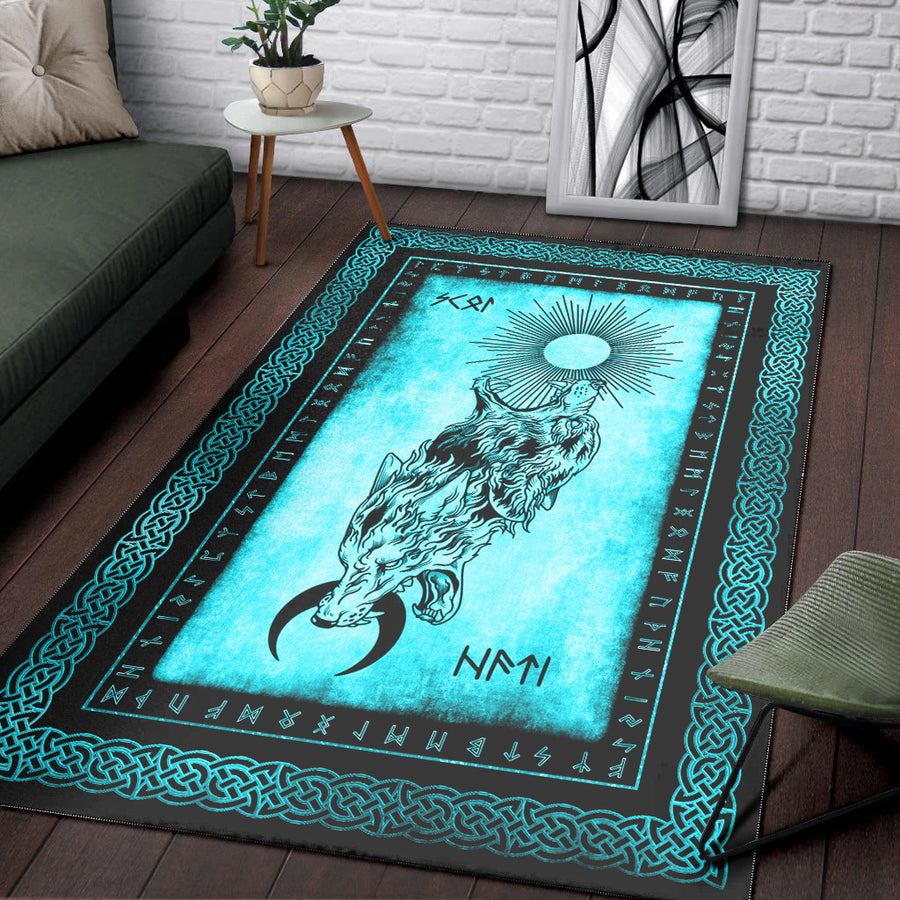 Ligerking Area Rug - Skoll and Hati Angry Cyan Area Rug A35