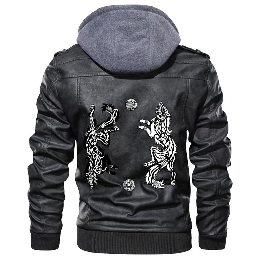 Ligerking - Scandinavian Dragon Head Leather Jacket A35