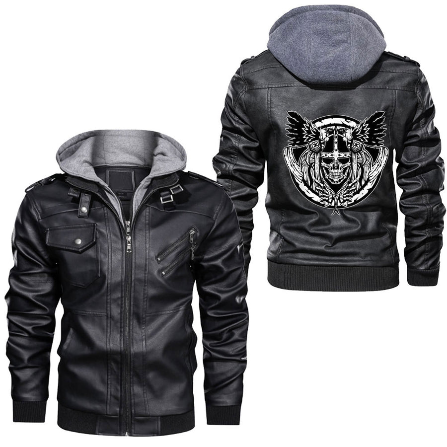 Ligerking - So Fly Moon Silhouette Graphic Leather Jacket A35