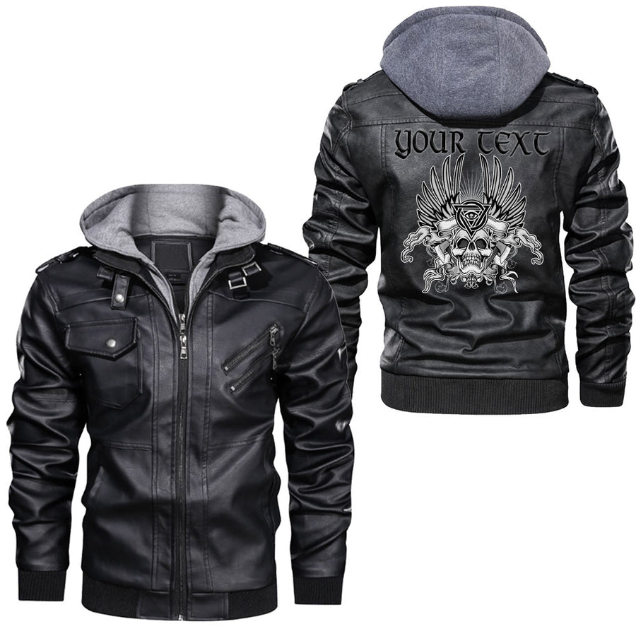 Ligerking - Skull And Owl Leather Jacket A95