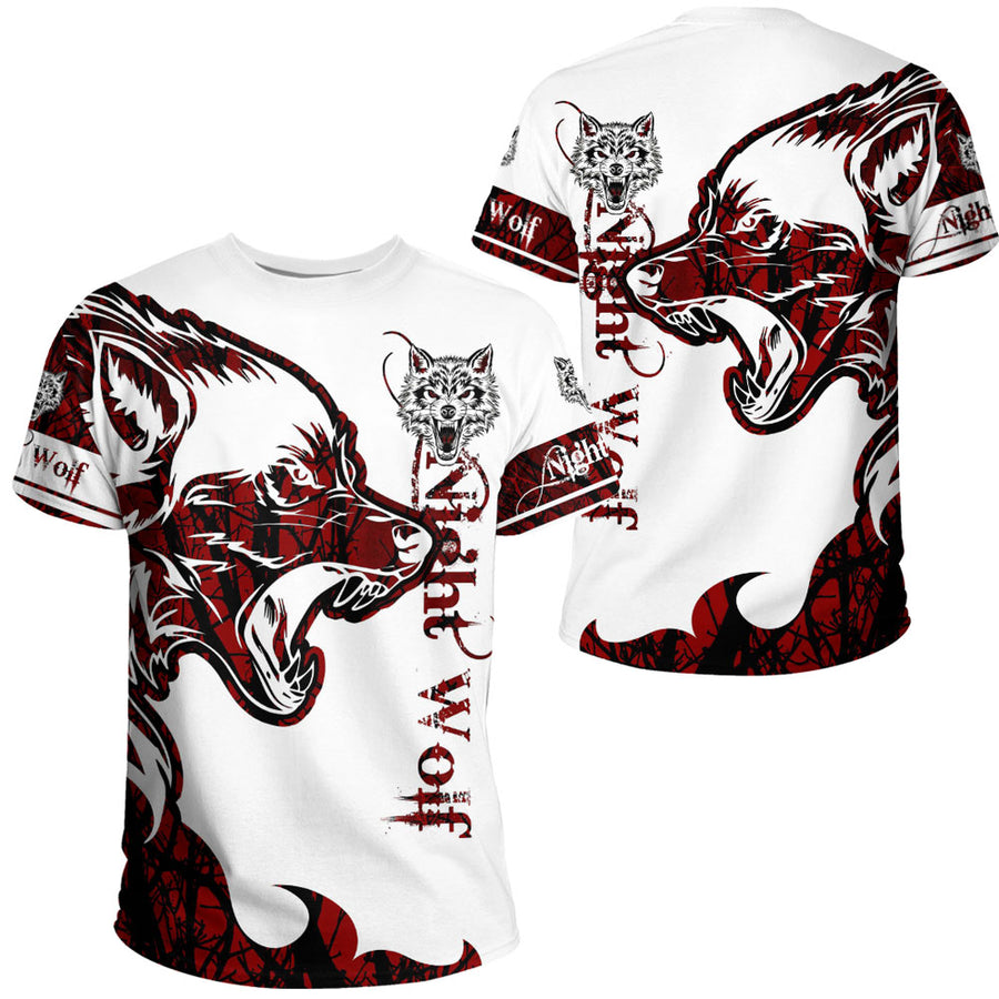 Ligerking Clothing - Night Wolf Red Brush Pattern T-Shirt A35