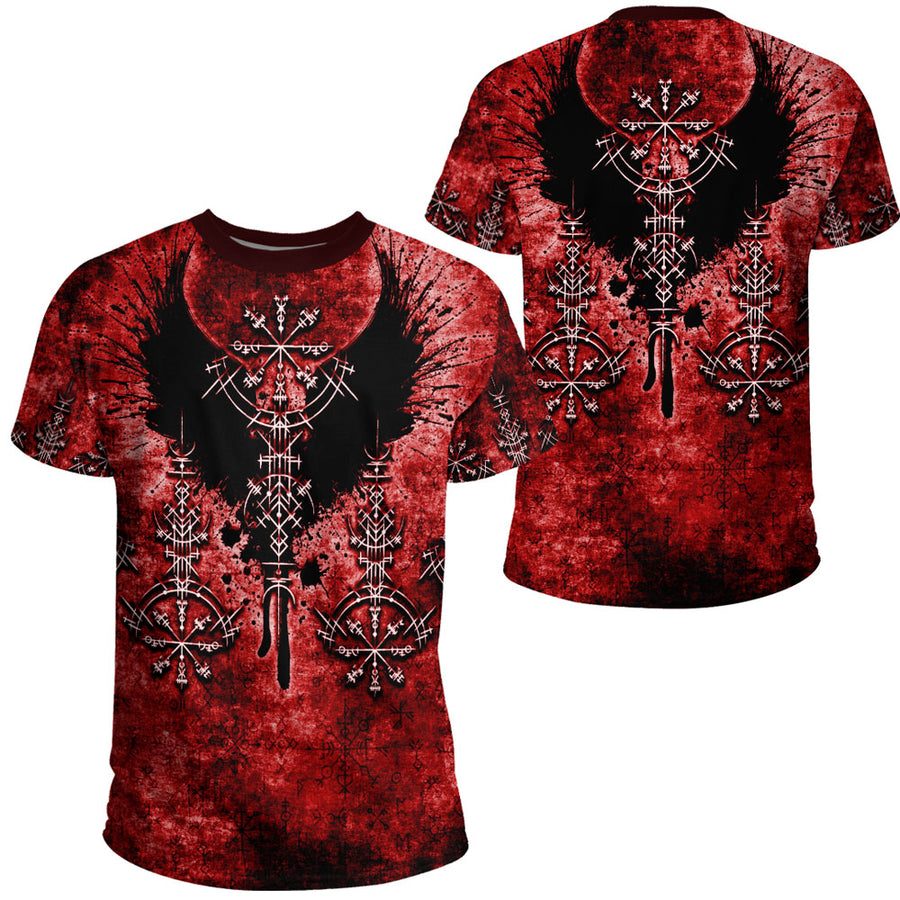 Ligerking Clothing -Bird Wing Viking Symbol Red T-Shirt A95