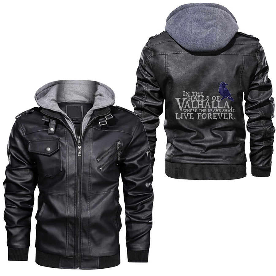 Ligerking - Til Valhalla Until Valhalla Viking Odins Raven Leather Jacket A35