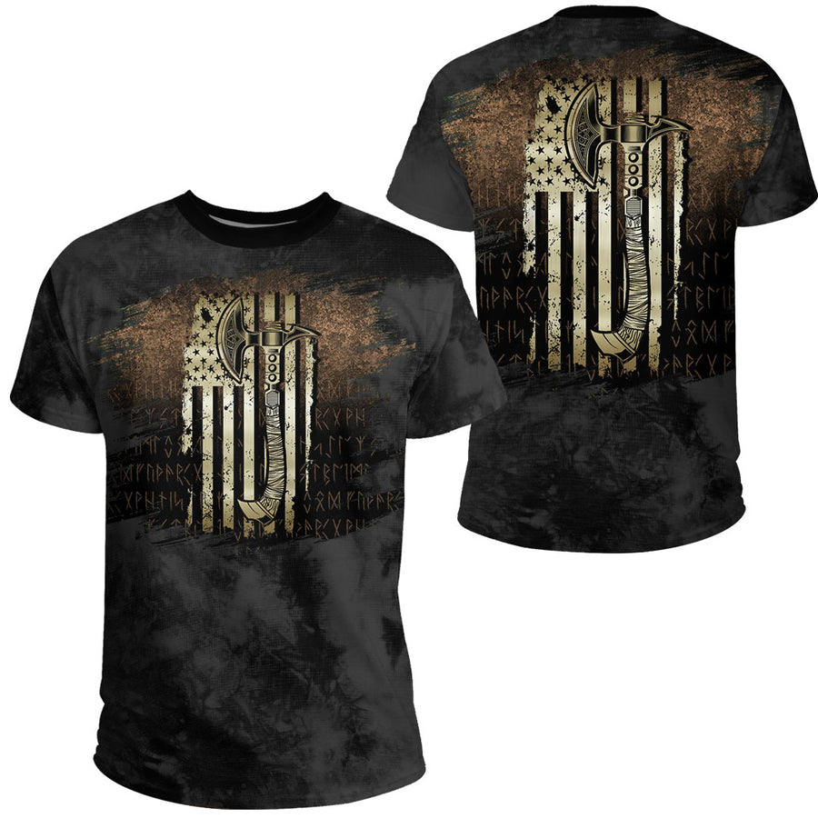 Ligerking - USA Flag Viking Cool American Norsemen T-Shirt A7