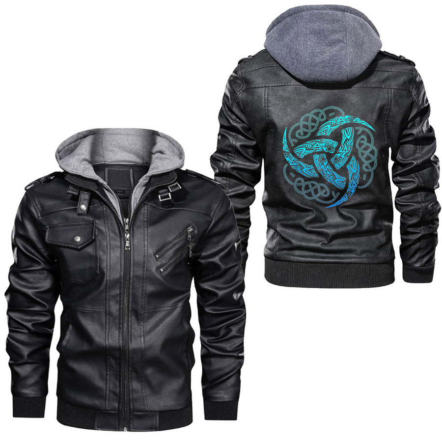 Ligerking - Viking Christmas Yule Deck The Halls Fa Valhalla La Leather Jacket A35