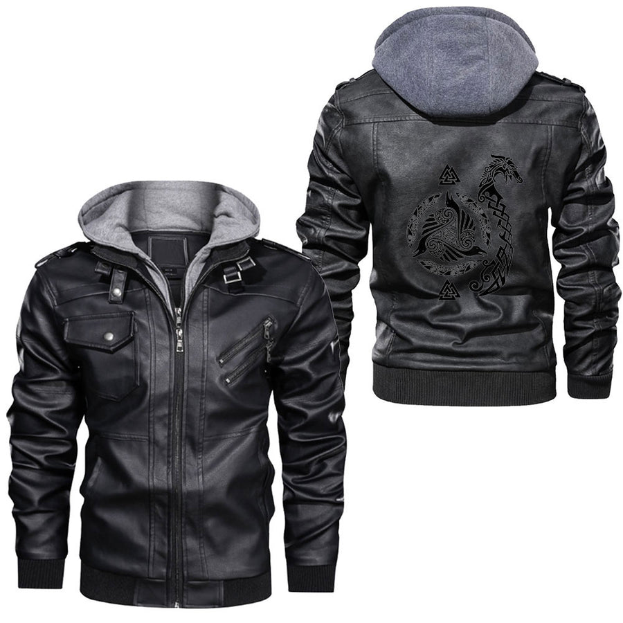 Ligerking - Viking Santa Christmas Sweater a Valhalla Christmas Leather Jacket A35