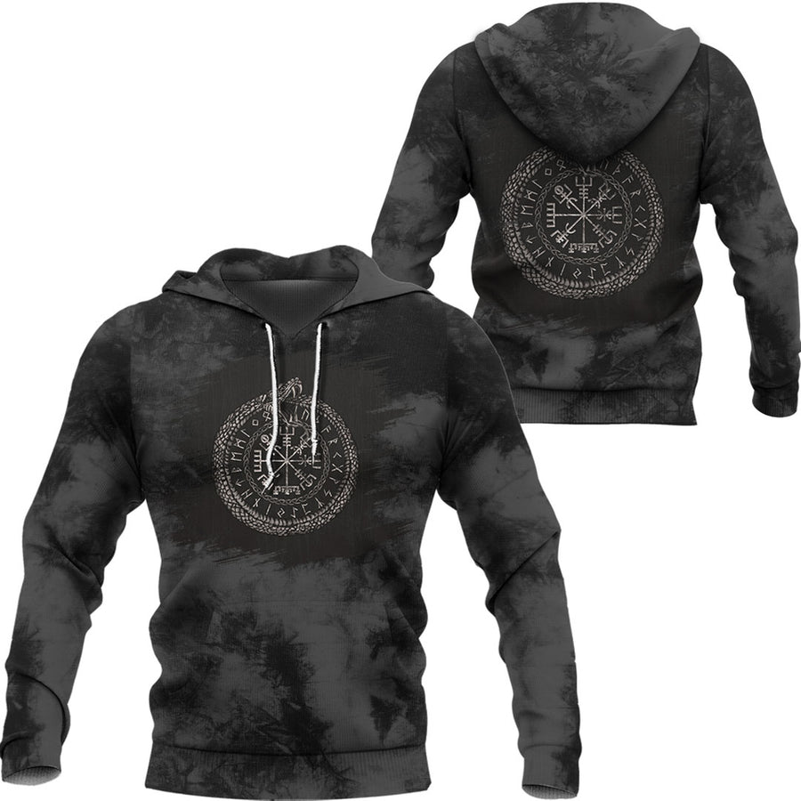 Ligerking Hoodie -Vegvisir With Ouroboros And Runes Hoodie A7