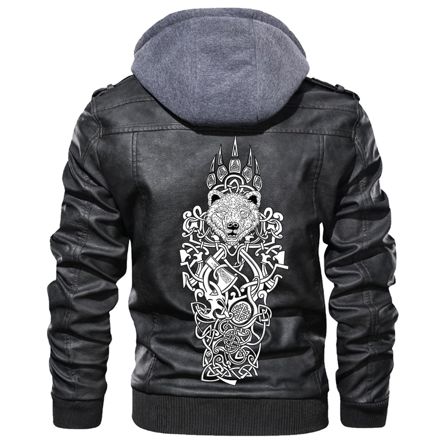 Ligerking - Vegvisir Tattoo Leather Jacket A35