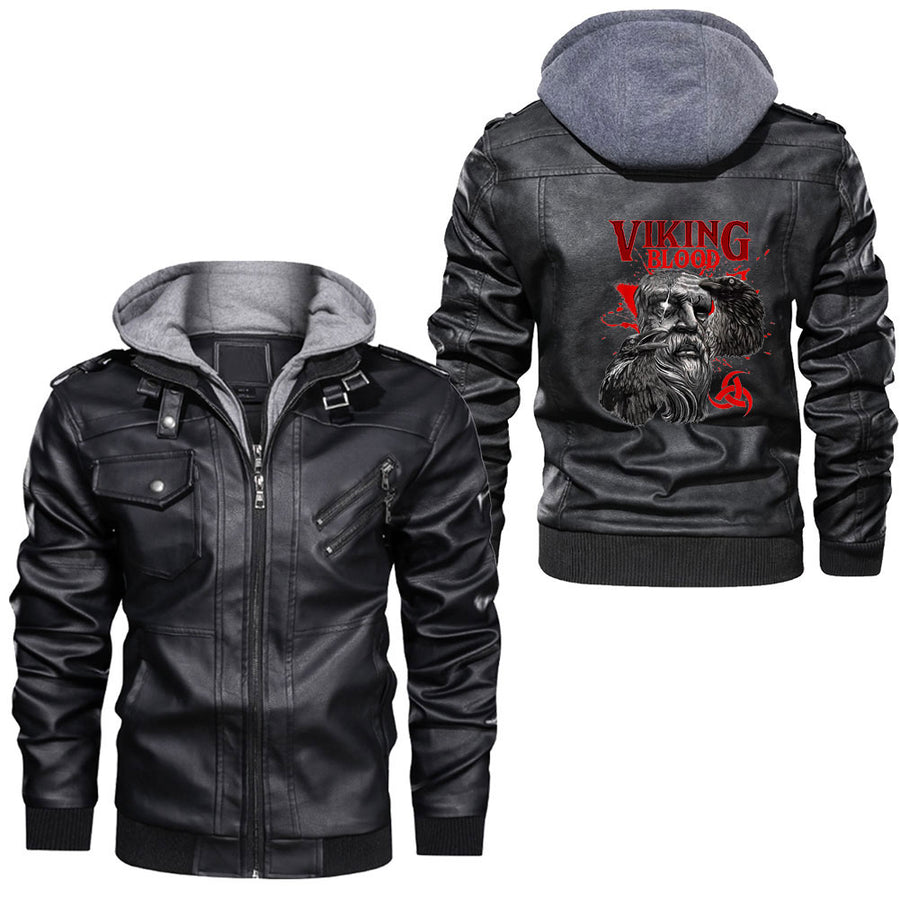 Ligerking - Viking Blood Runs through my Veins Viking Leather Jacket A35