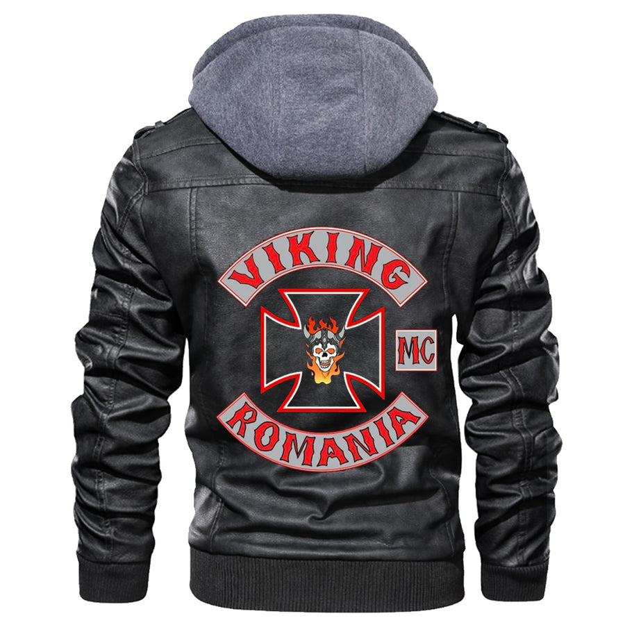 Ligerking - Reindeer Viking Vegvisir Leather Jacket A35