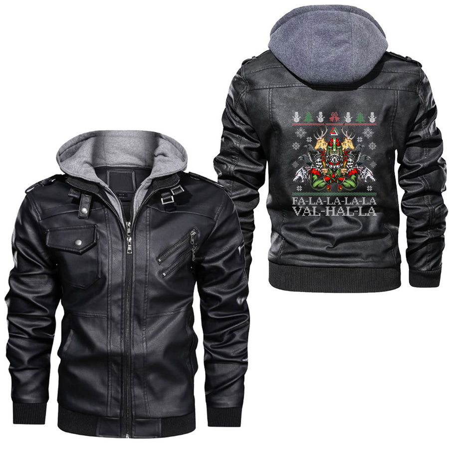 Ligerking - Viking Santa Viking Christmas FaLaLa LaLa Valhalla Leather Jacket A35