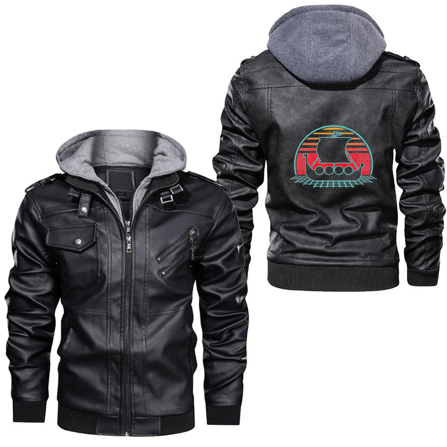 Ligerking - Viking Ship Leather Jacket A35