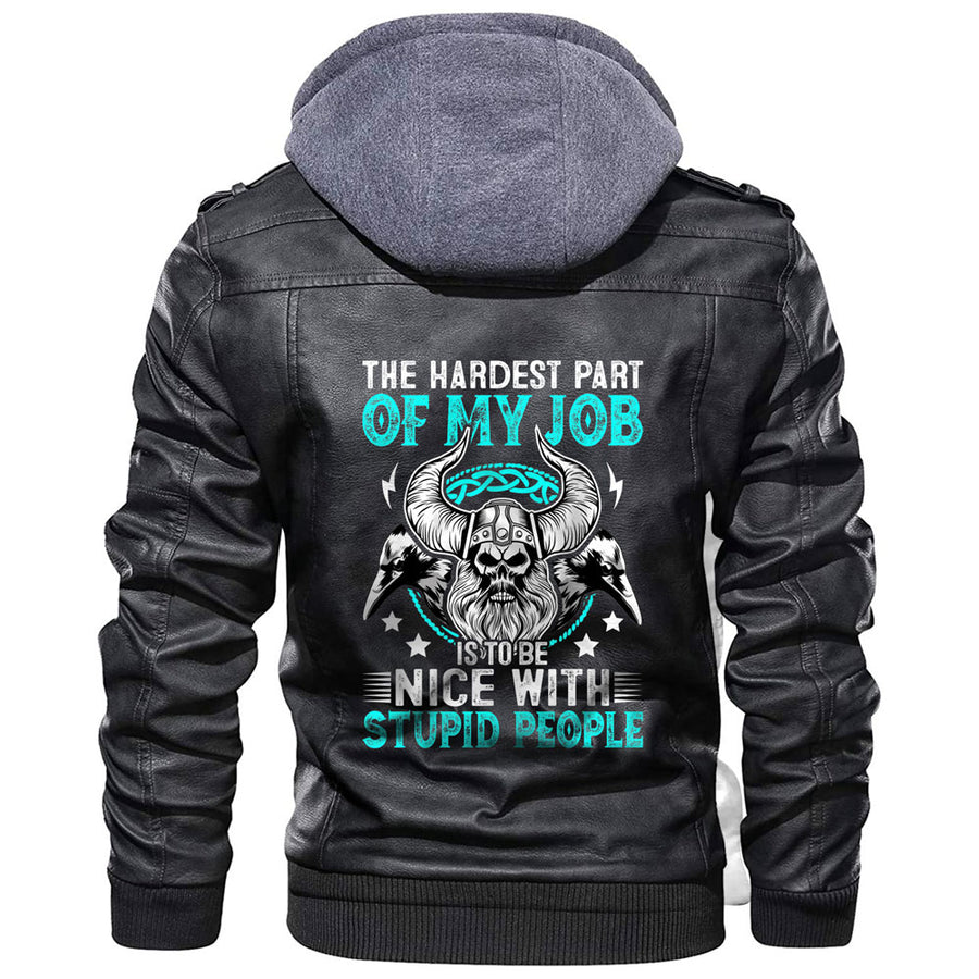 Ligerking Jacket - Viking Warrior Head With Axe Leather Jacket A31
