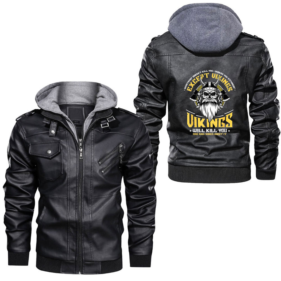 Ligerking - Viking Wolf Fenrir Norse Scandinavian Pagan Mythology Leather Jacket A35