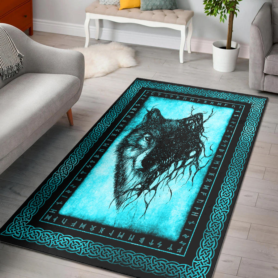 Ligerking Area Rug - Wolf Brush Cyan Area Rug A35