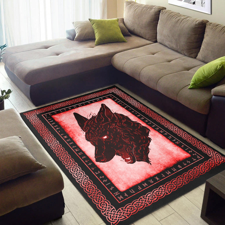Ligerking Area Rug - Wolf Red Eye Red Area Rug A35