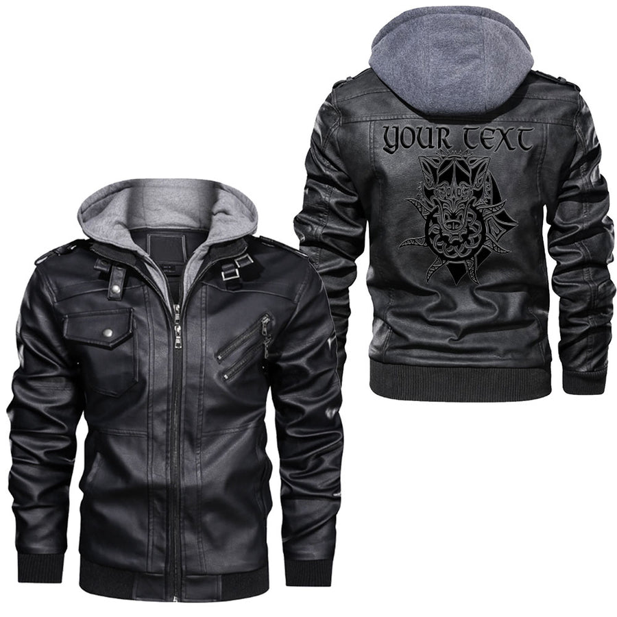 Ligerking - Wolf Sweden Coat Of Arms Leather Jacket A95