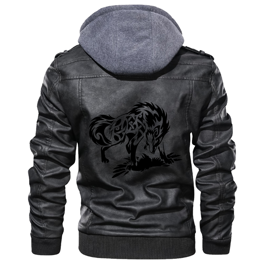 Ligerking - Wolf Viking Tattoo Leather Jacket A35