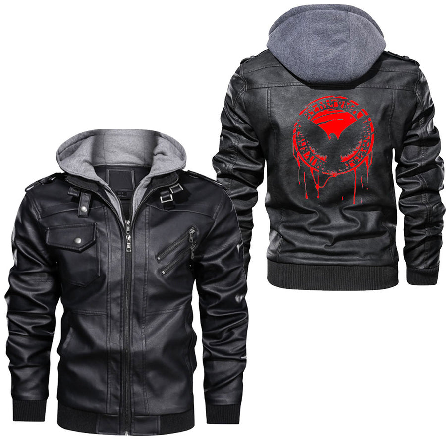 Ligerking - Womens Viking Raven Valknut and Moon Gold Leather Jacket A35