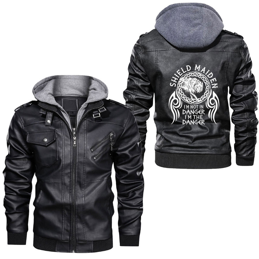 Ligerking - Womens Wolf Fenrir Viking Nordic Celtic Viking Leather Jacket A35