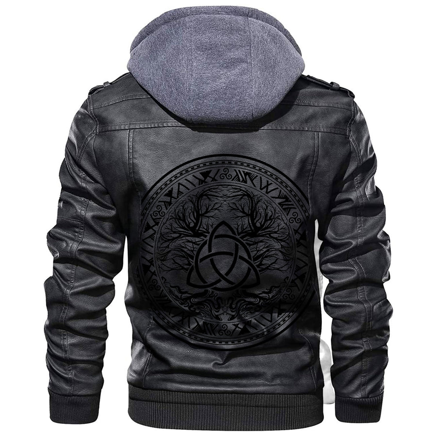 Ligerking - Yggdrasil Tree Of Life Celtic Leather Jacket A35