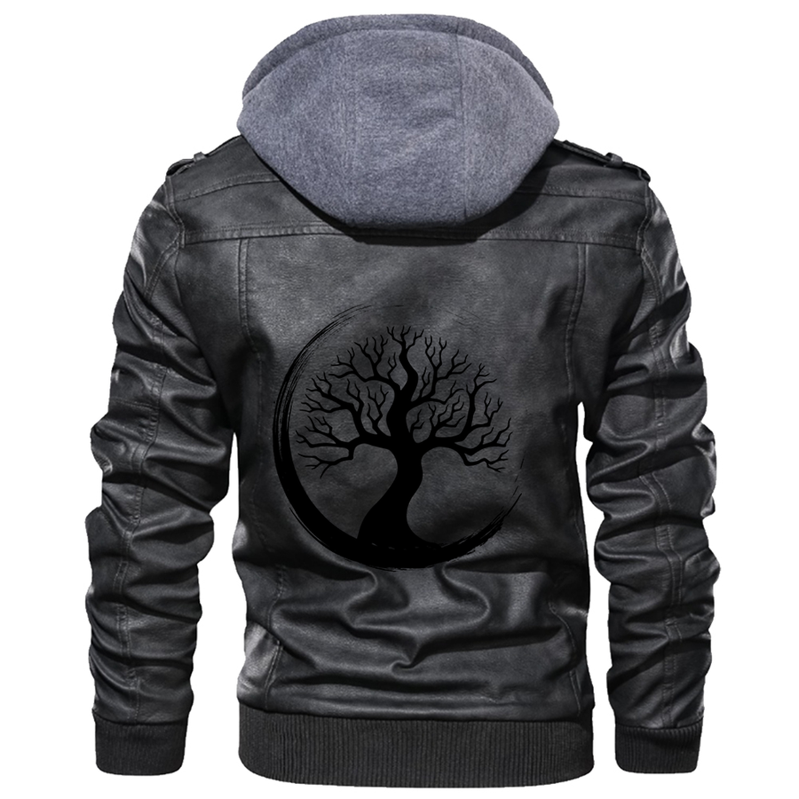 Ligerking - Yggdrasil Black and White Leather Jacket A35