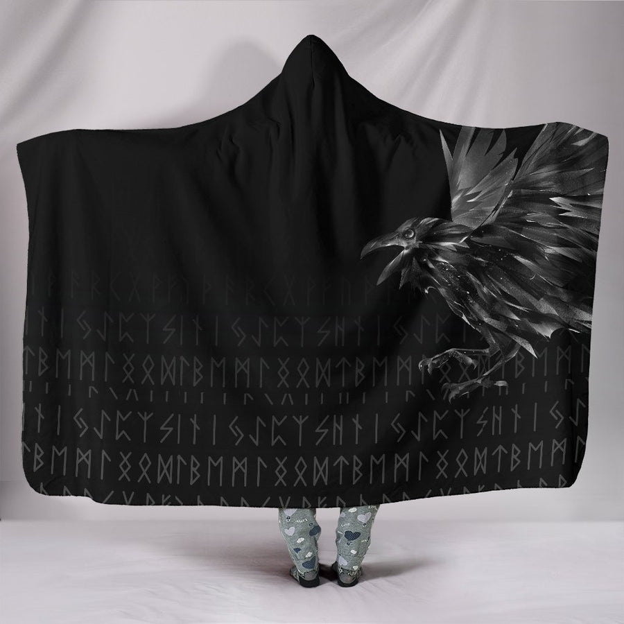 Ligerking Hooded Blanket - The Raven Of Odin Rune A27