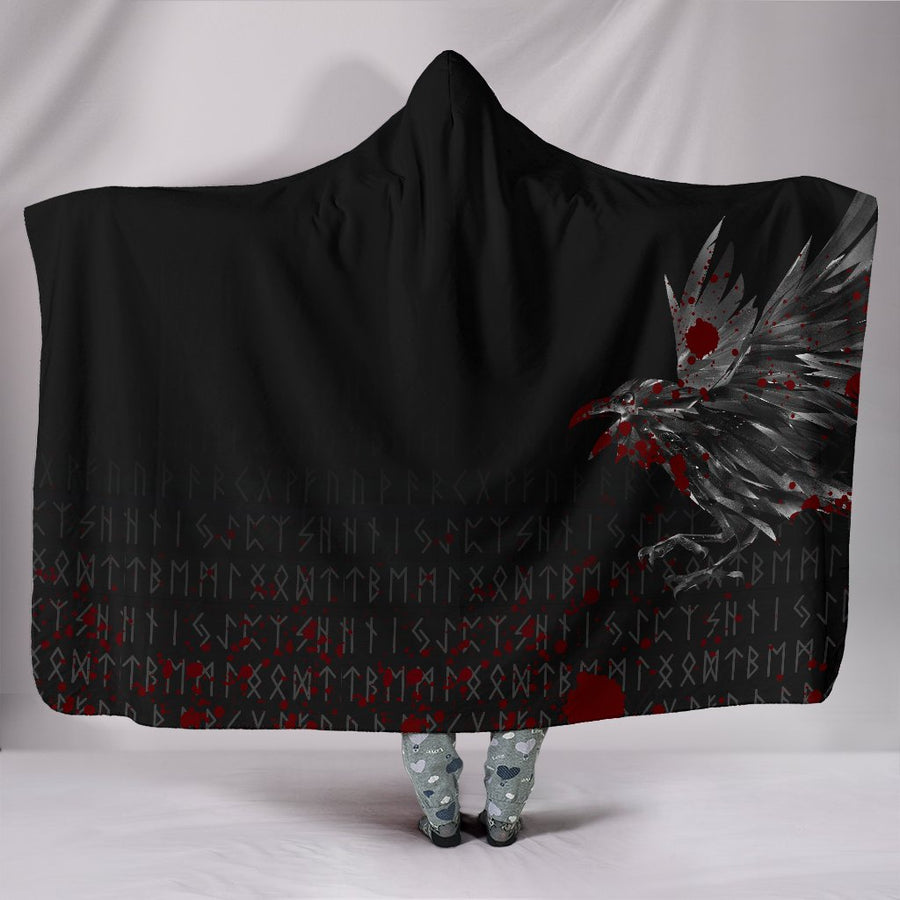 Ligerking Hooded Blanket - The Raven Of Odin Rune Blood A27