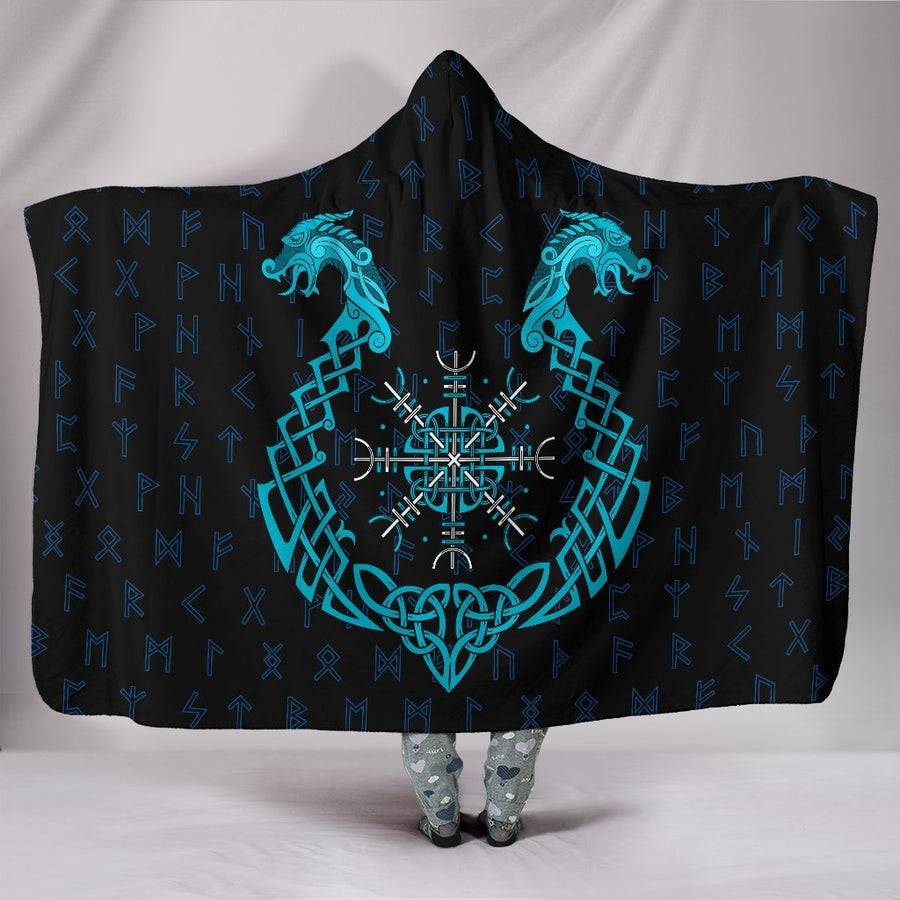 Ligerking Hooded Blanket, Aegishjalmur Helm Of Awe Blue Edition A27 Collection