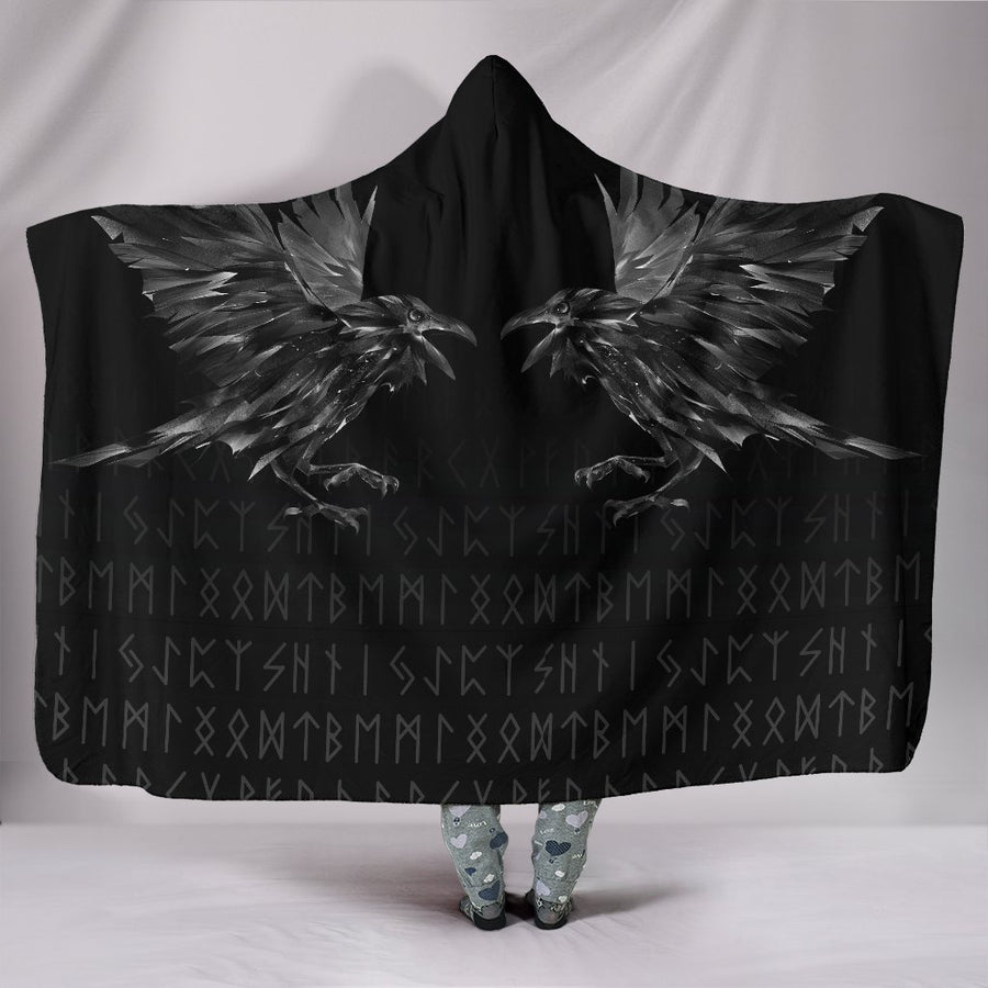 Ligerking Hooded Blanket - Odin Huginn and Muninn Rune A27