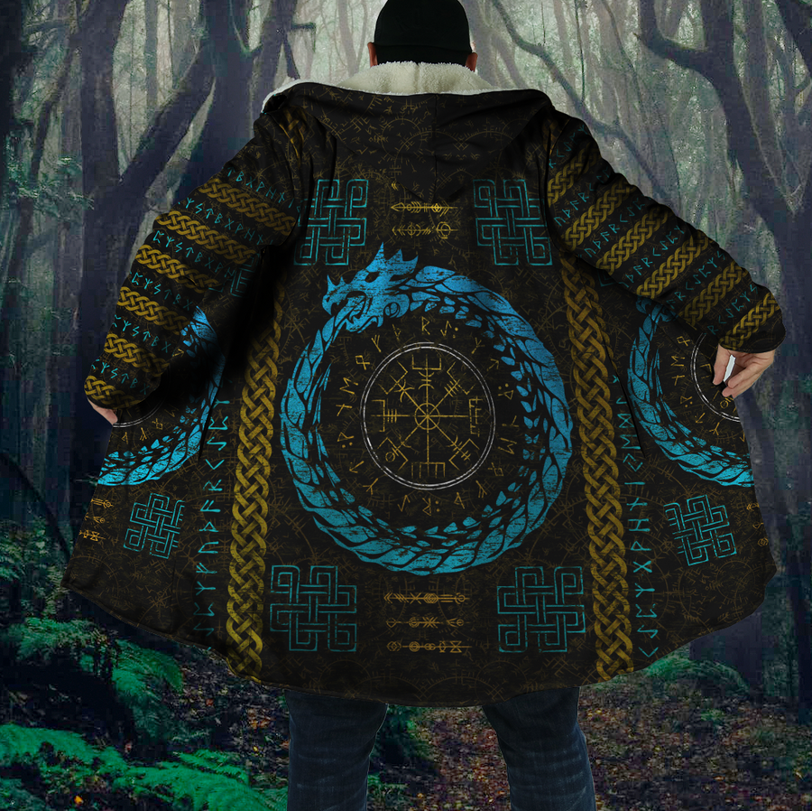 Ligerking Cloak Dragon Vegvisir with Runic Scandinavian A31