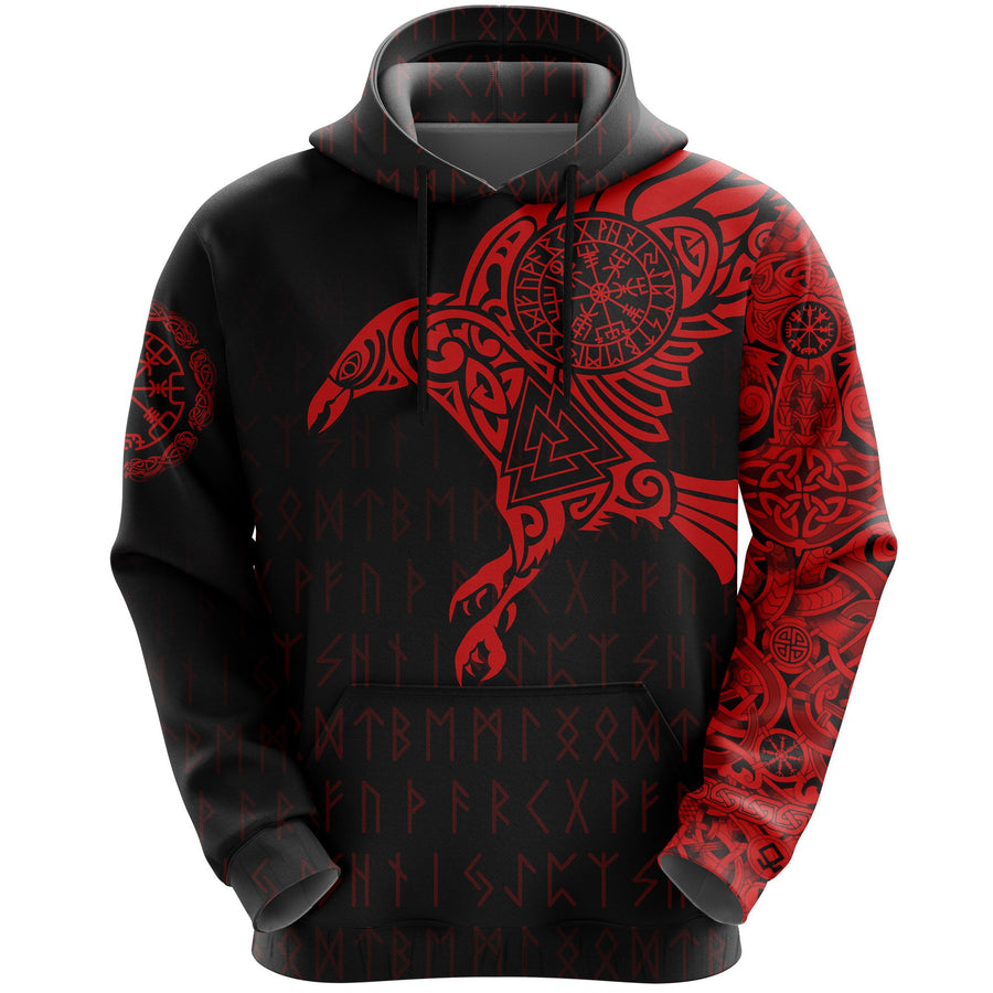 Ligerking - The Raven Of Odin Tattoo Hoodie Red A7